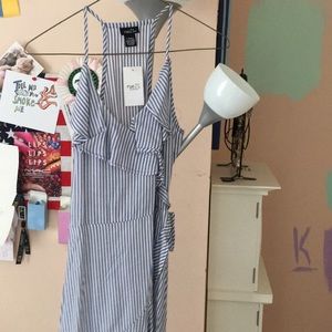 Knee length blue stripped dress